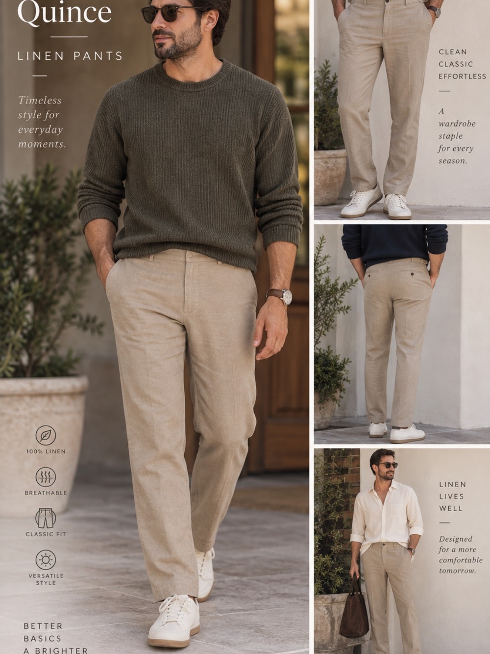Quince Men’s Linen Chinos - Beige 32x30 Quiet Luxury Old Money